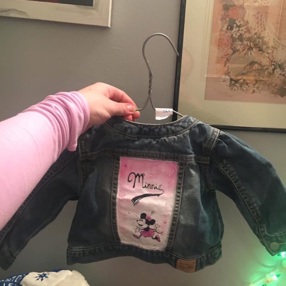 Hand painted jean jacket size 3-12 months